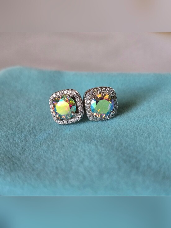Moissanite Jewelry - Moisanite 2 Carat Fantasy Blue Halo Stud Earrings With GRA Certification